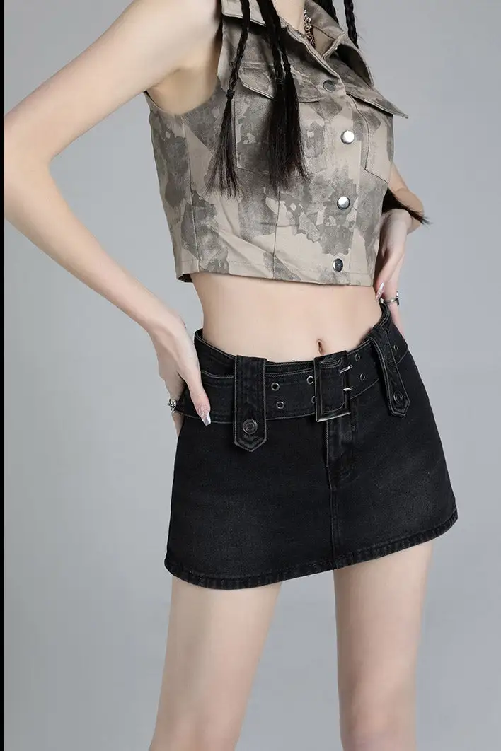 Denim Mini Retro Skirt