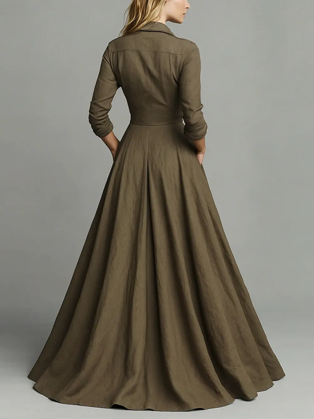 Retro Shirt Floor Length Maxi Dress