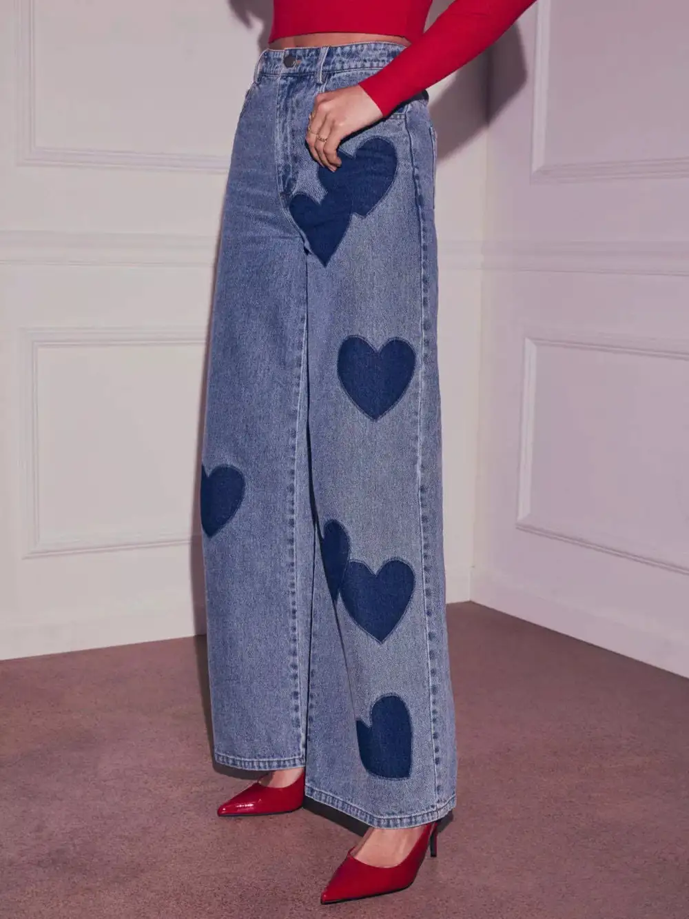 Utility High Waist Wide Leg Denim Jeans