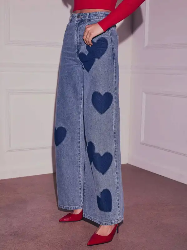 Utility High Waist Wide Leg Denim Jeans