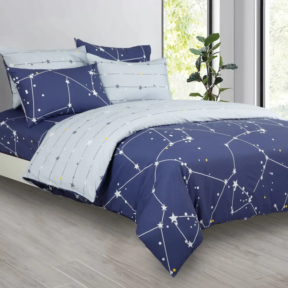 Clean-Lined Cotton Printed Coordinated Bedding Collection