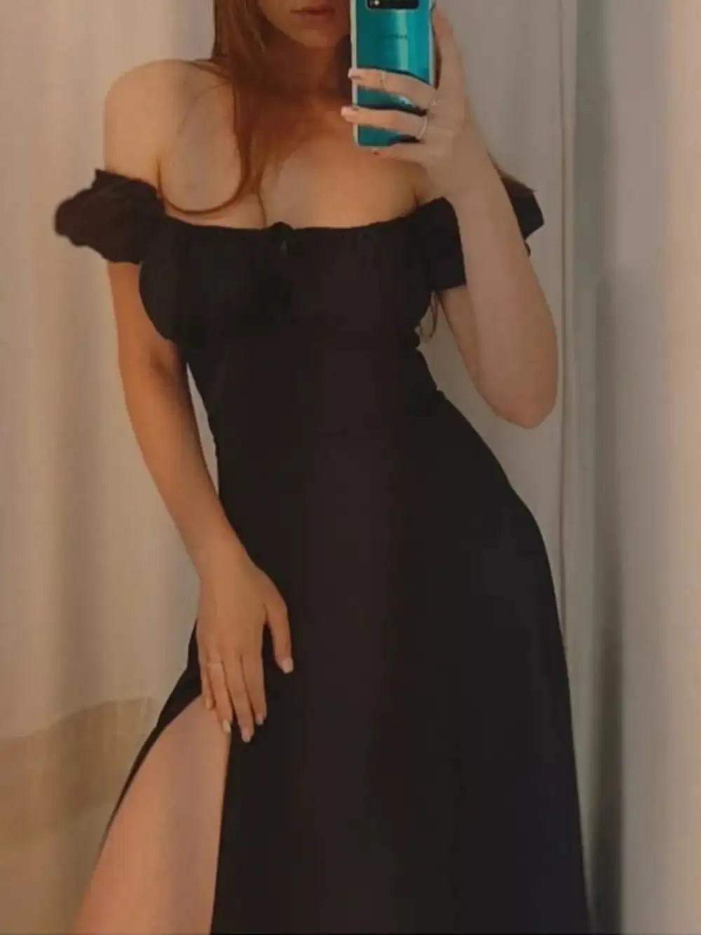 Slit Short Sleeve Midi Dress