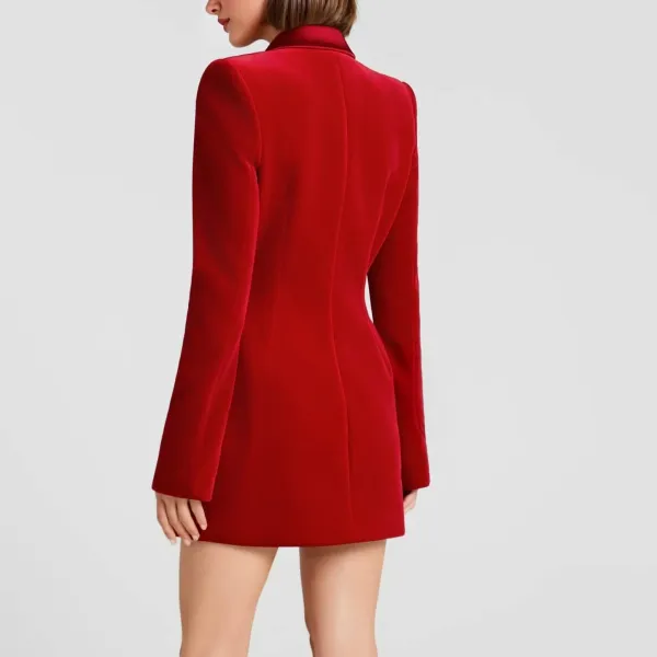 Deep Double Breasted Velvet Blazer Mini Dress