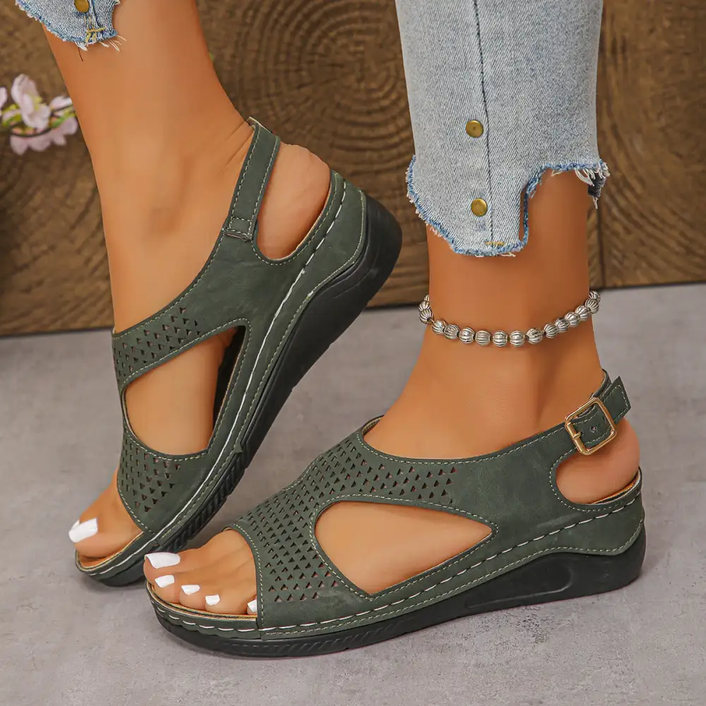 Cutout Wedge Sandals