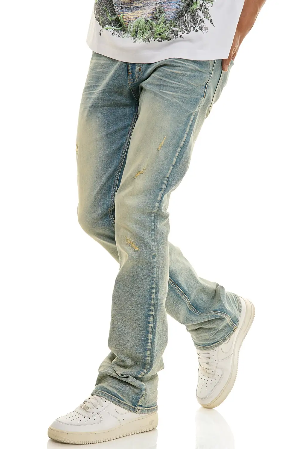 Men's Clean Flare Skinny Stacked Jeans