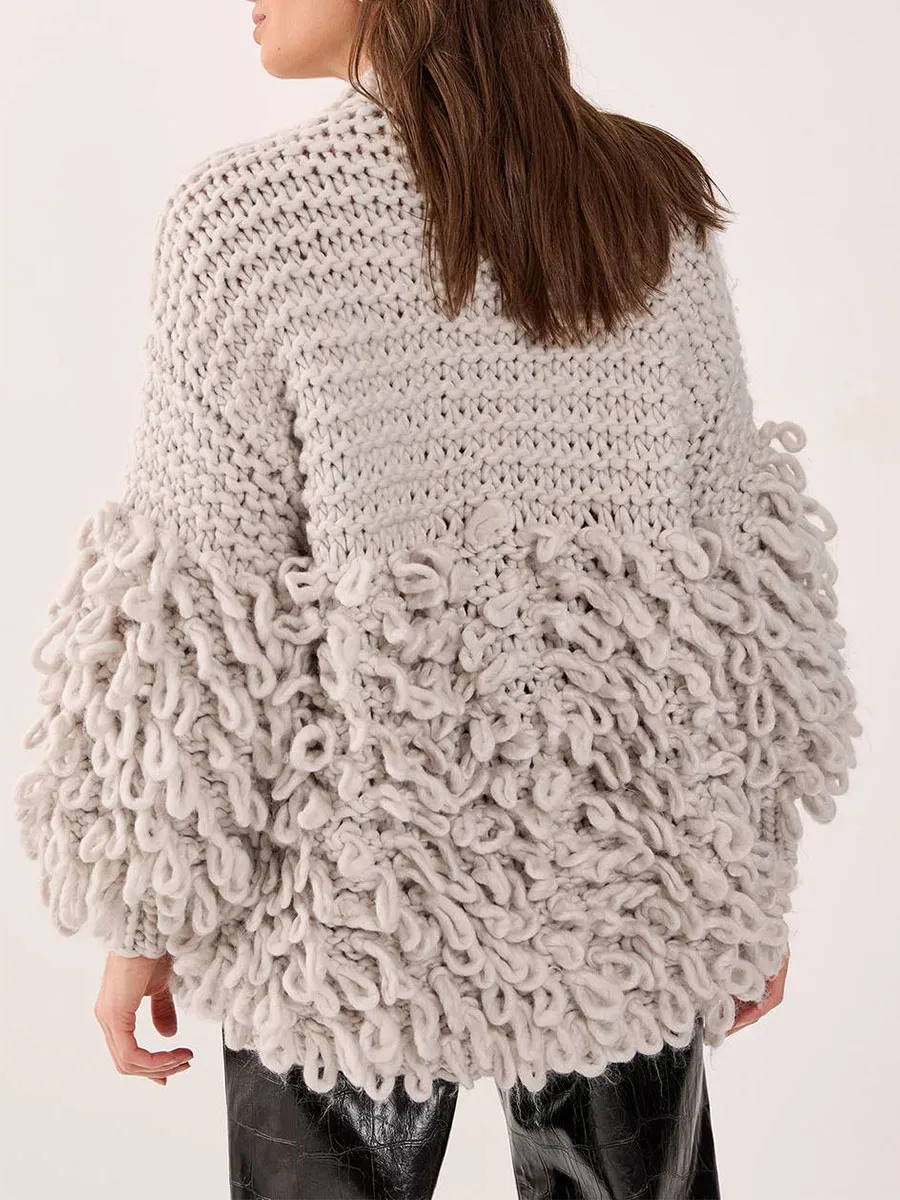 Women'S Vintage-Style 3D Fuzzy Knit Cardigan