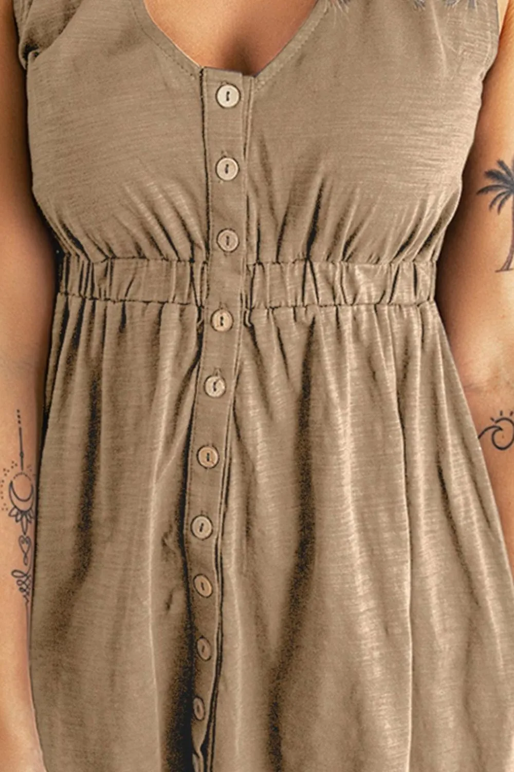 Sleeveless Button Down Mini Dress Mini Dress