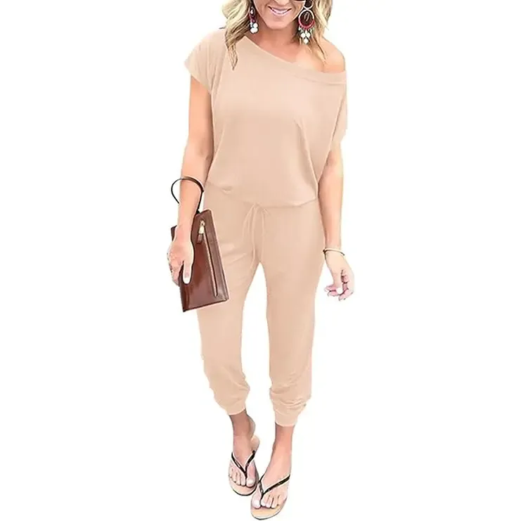 Women's EasyBreezy Off-Shoulder Jumpsuit – Adjustable Elastic Waist