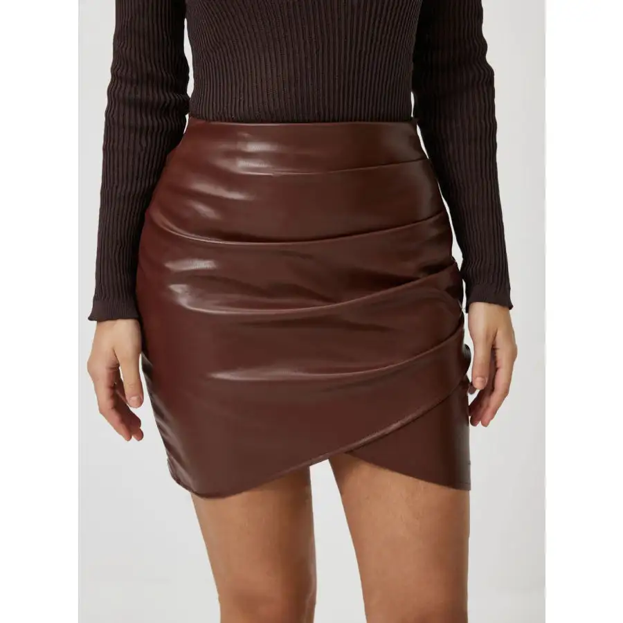 Ruched Asymmetrical Hem Skirt