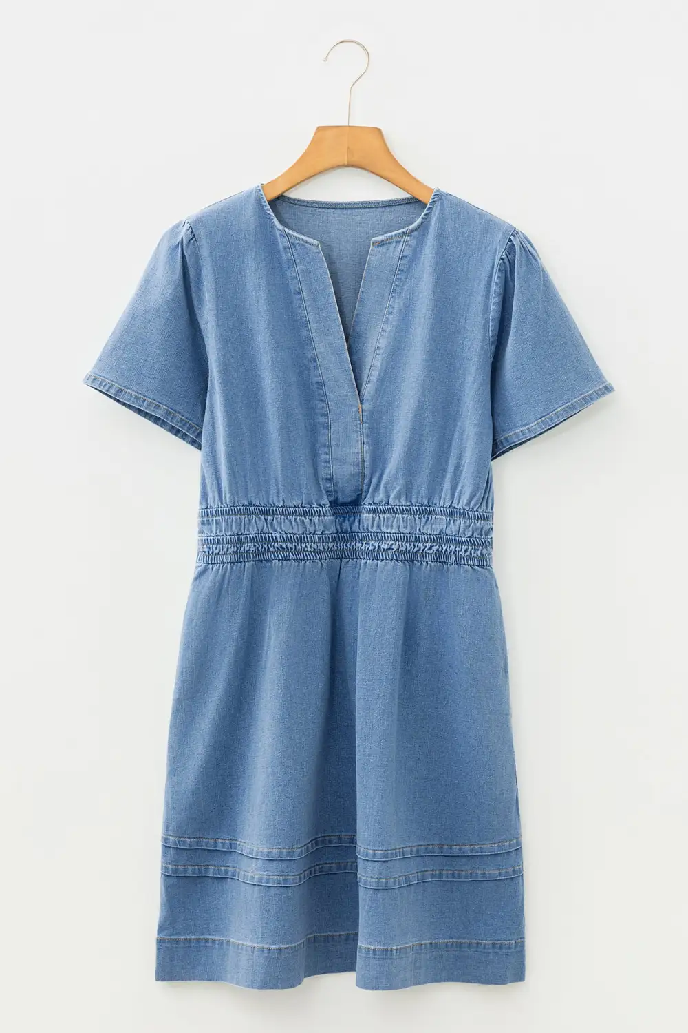 Denim Short Sleeve Mini Dress