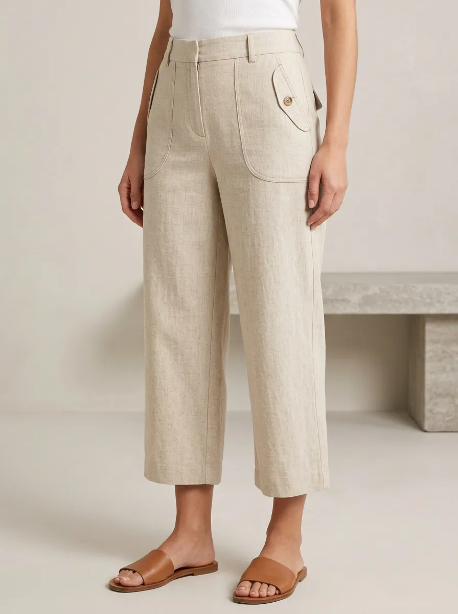 Relaxed Linen Blend Wardrobe Women's Cropped Pants