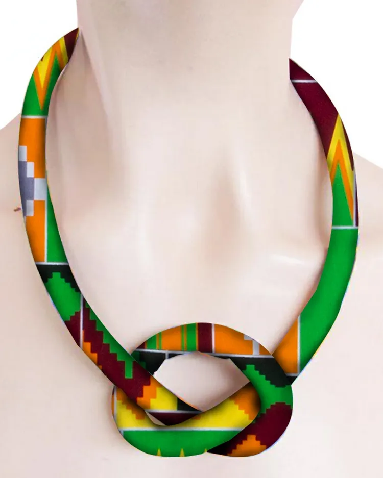 Handmade Ankara Print Cotton Cord Necklace