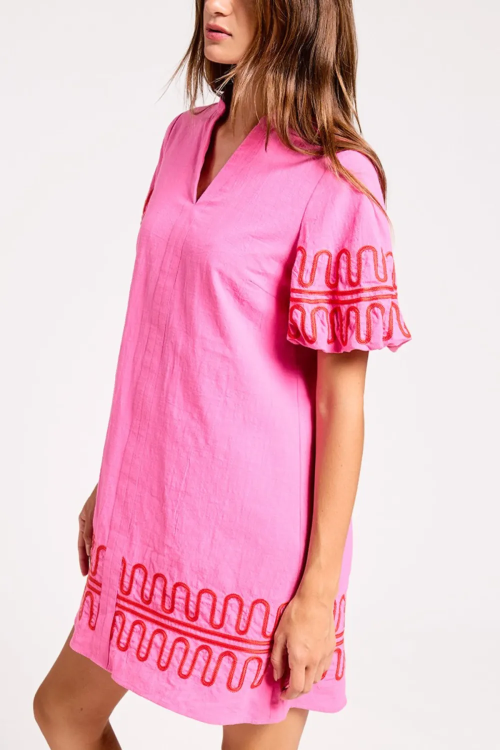 Loopy Trim Ruffle Mini Dress