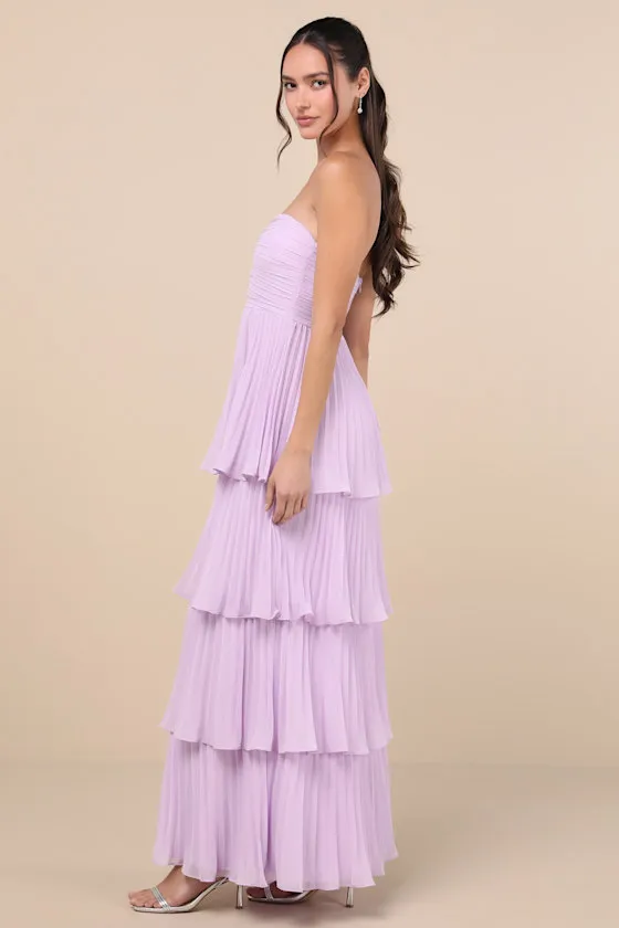 Seriously Sensational Light Pink Strapless Tiered Maxi Dress
