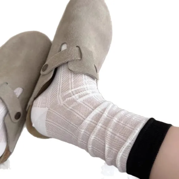 Mesh Thin Color Block Mid Calf Socks