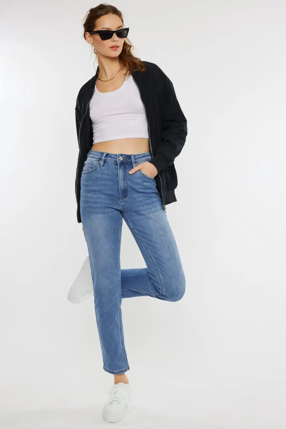 Contoured High Waist Denim Jeans