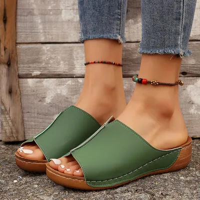 Minimal Open Toe Wedge Sandals