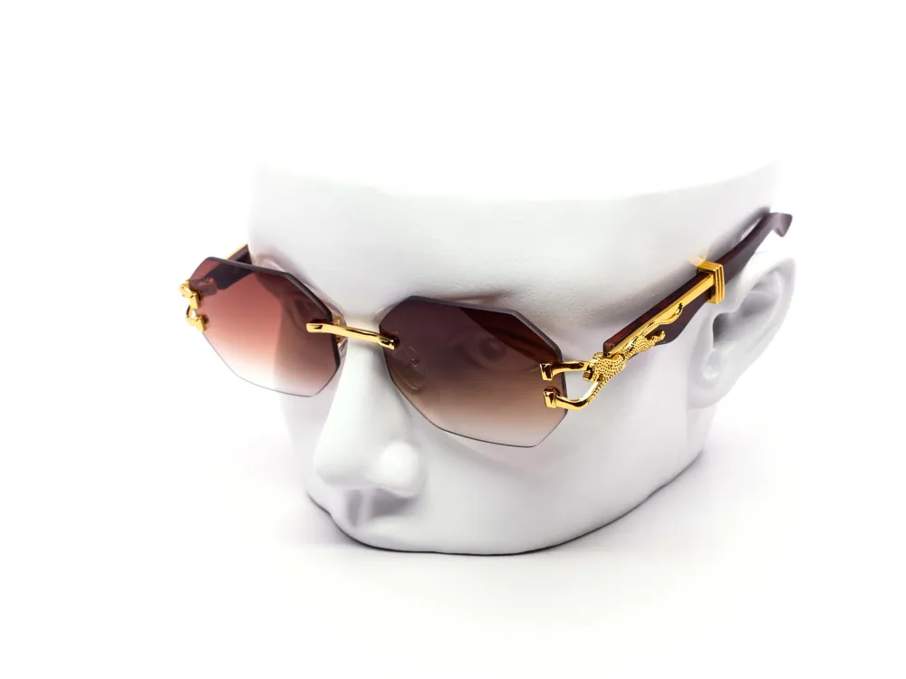 12-Pack Rimless Cat-Eye Gradient Metal Sunglasses