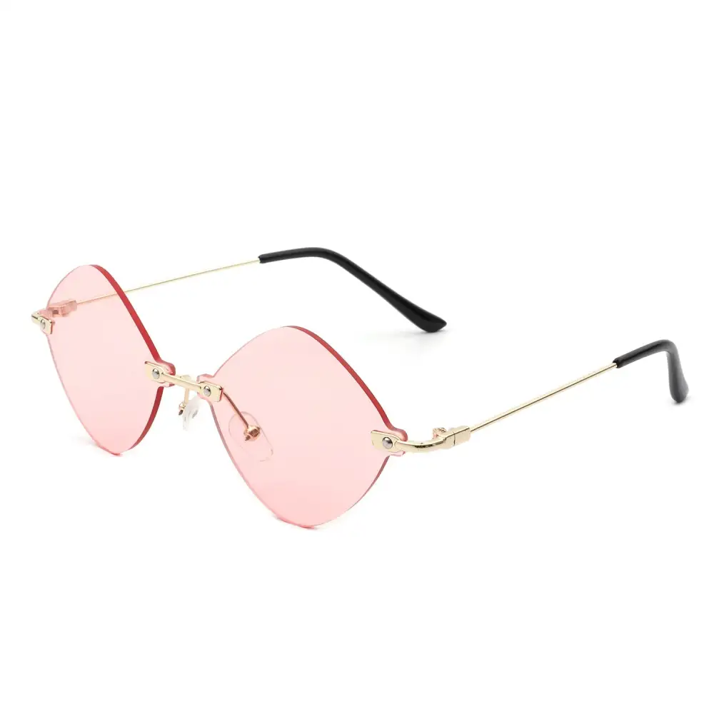 Round Rimless Frame Sunglasses