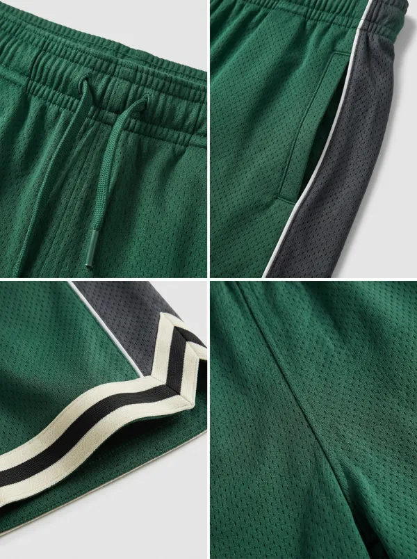 Sporty Striped Detail Mesh Detail Sport Look Men's Basketball Shorts
