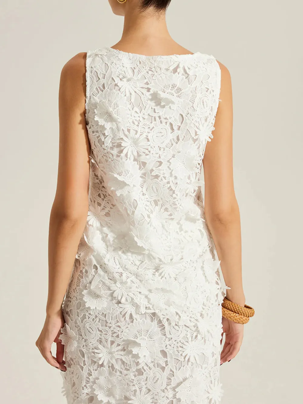 Lace Embroidered Crew Neck Top