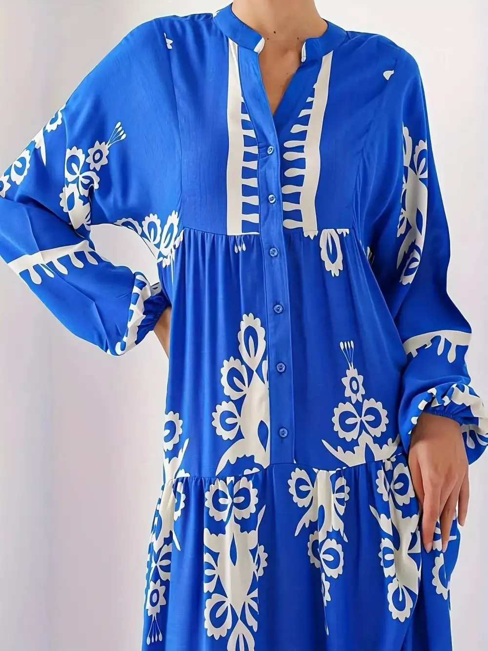 Printed Long Sleeve Maxi Dress