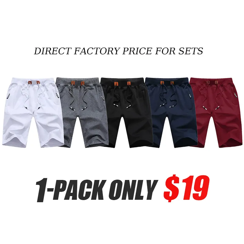 Men's drawstring shorts with zip pockets, elastic waistband, casual loungewear shorts