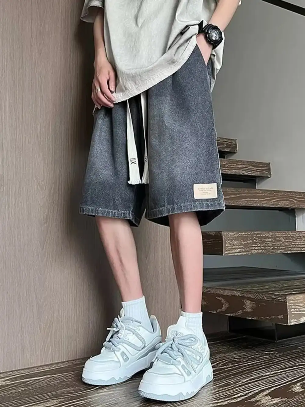 Men's Full Size Vintage Wash Loose Fit Denim