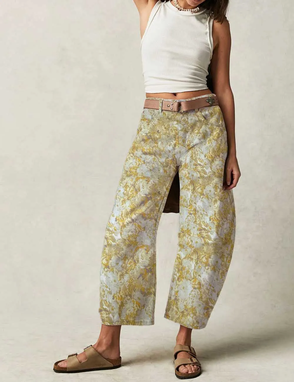 Barrel Print Jeans Daily Denim Pants