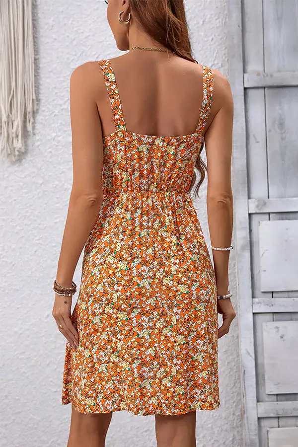 Floral Print Sleeveless Casual Mini Dress