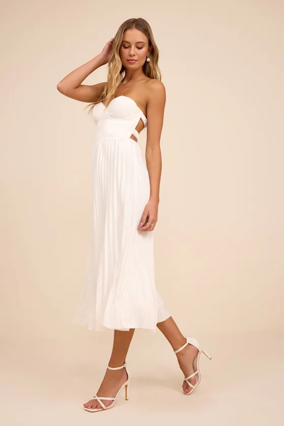 Irelyn White Satin Bustier Midi Dress