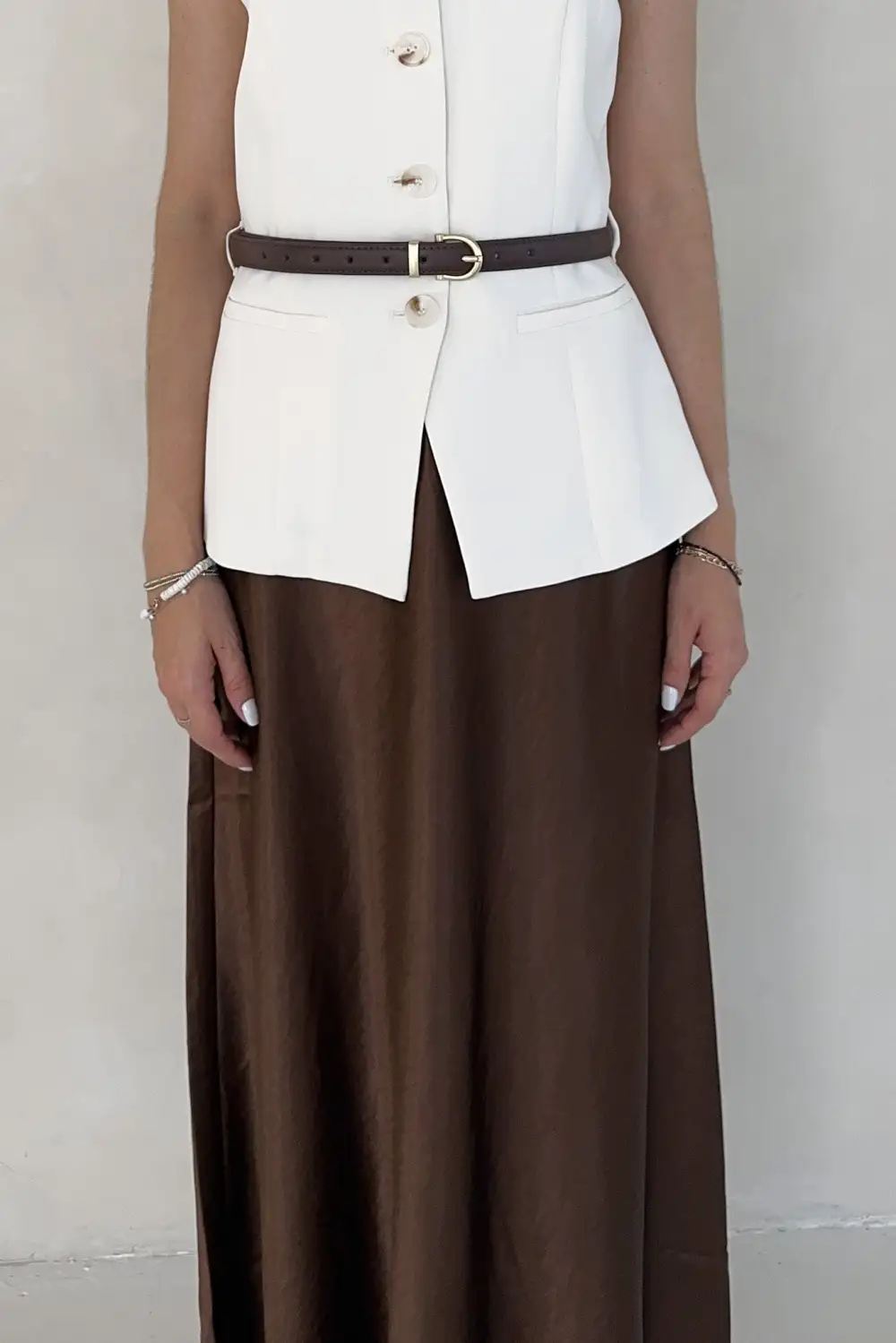 Pull On Soft Satin Skirt