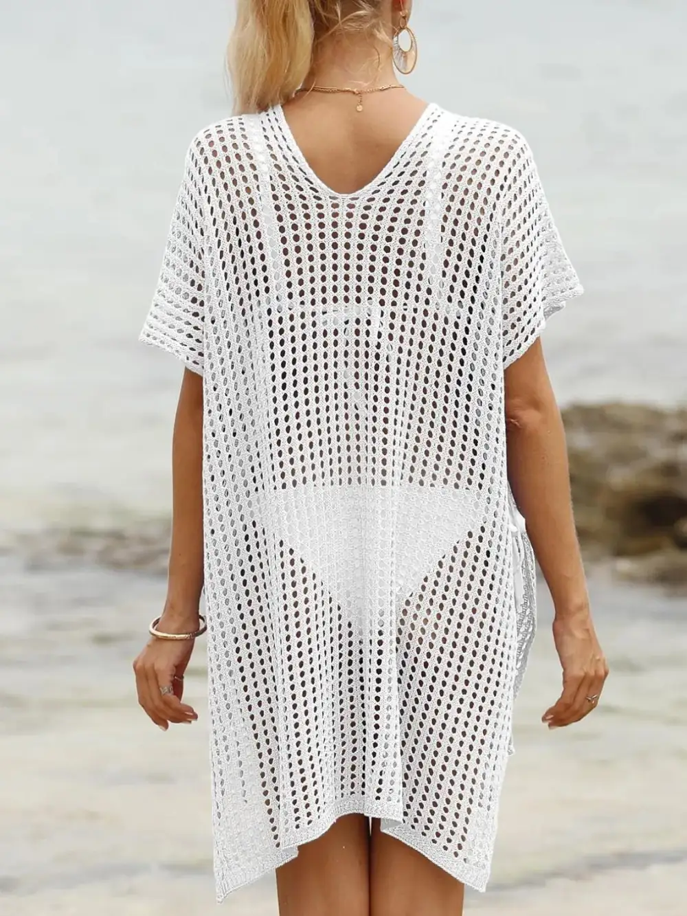 Side Tied V Neck Swim Cover Up
