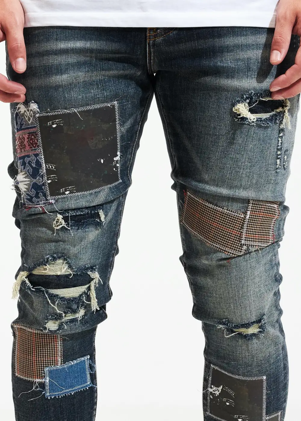 Contrast Patch Accent Jeans