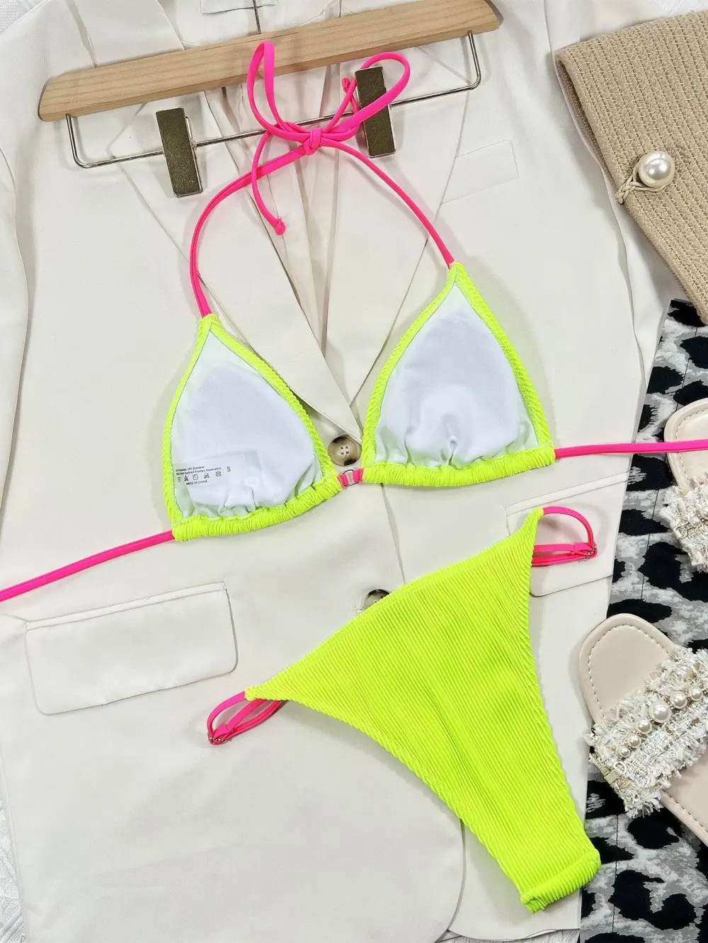 Ribbed Tie Back Bikini Swim Set