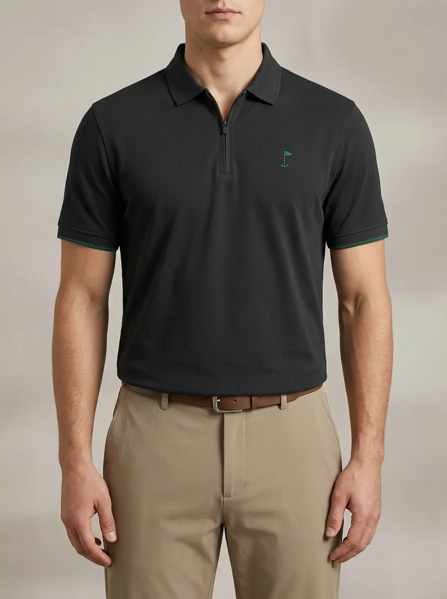 Everyday Flag-Motif Embroidered Golf Polo Shirt