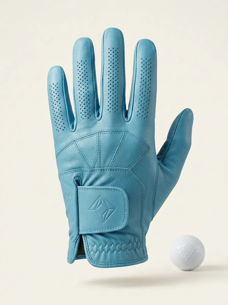 Embossed Diamond-Pattern Leather Golf Glove