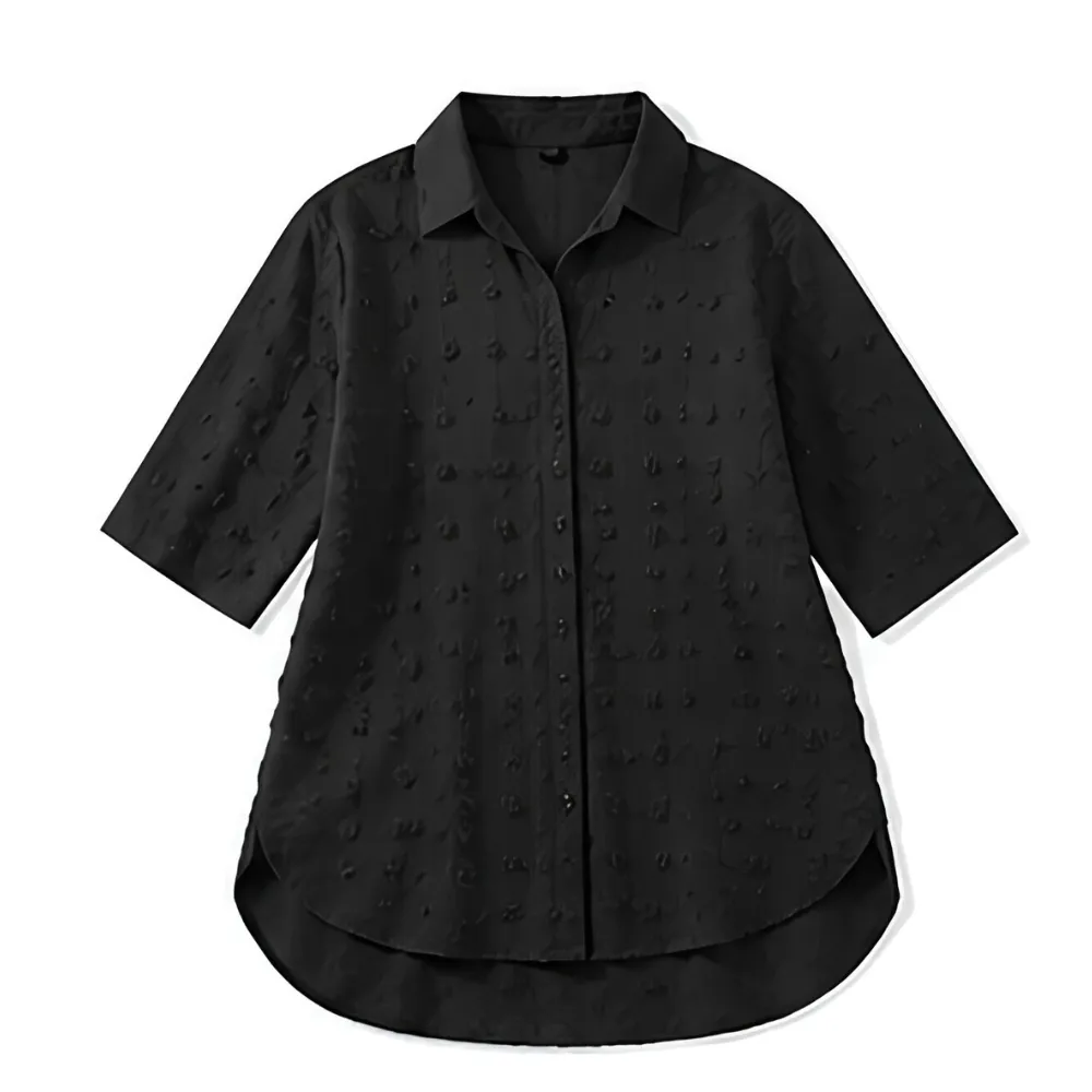 Shirt Relaxed Textured Midi Dress