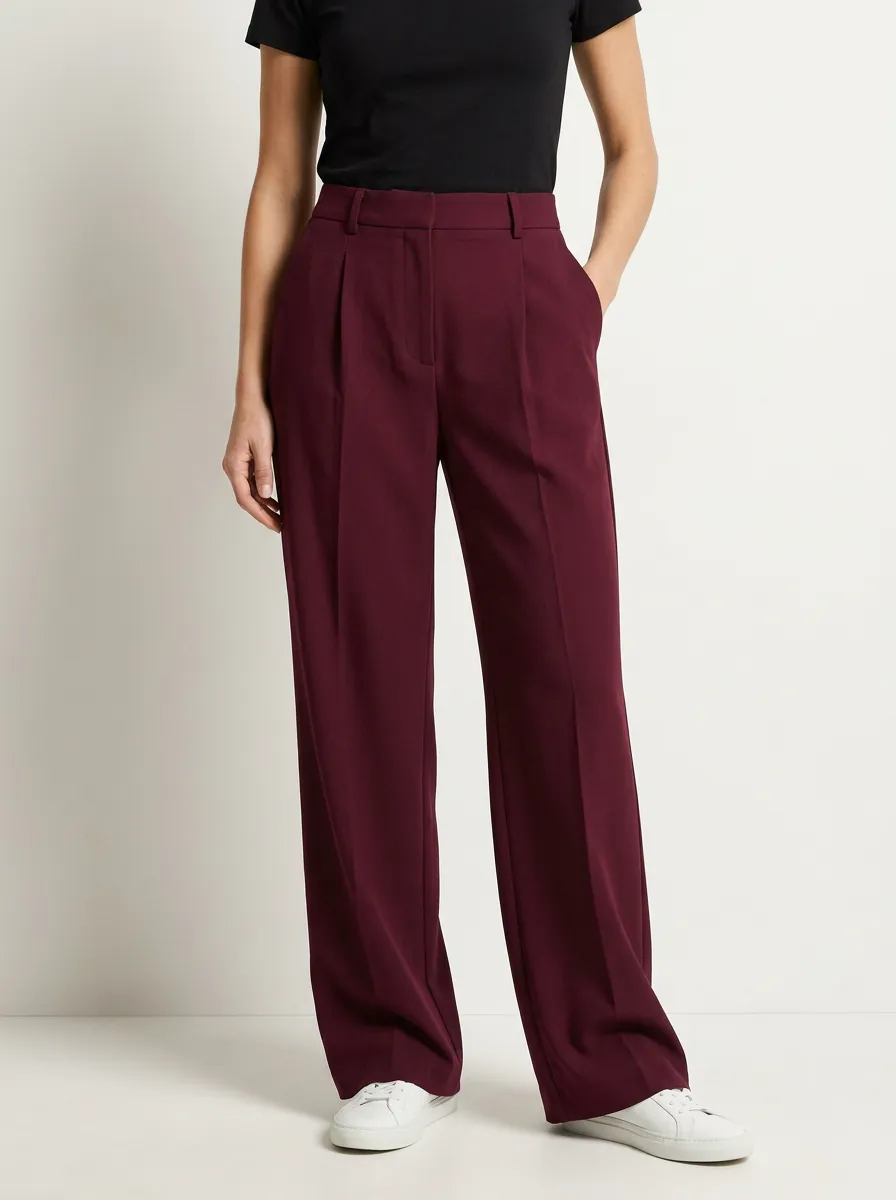 Classic Profile Wide-Leg Pleated Women's Wide-Leg Pants