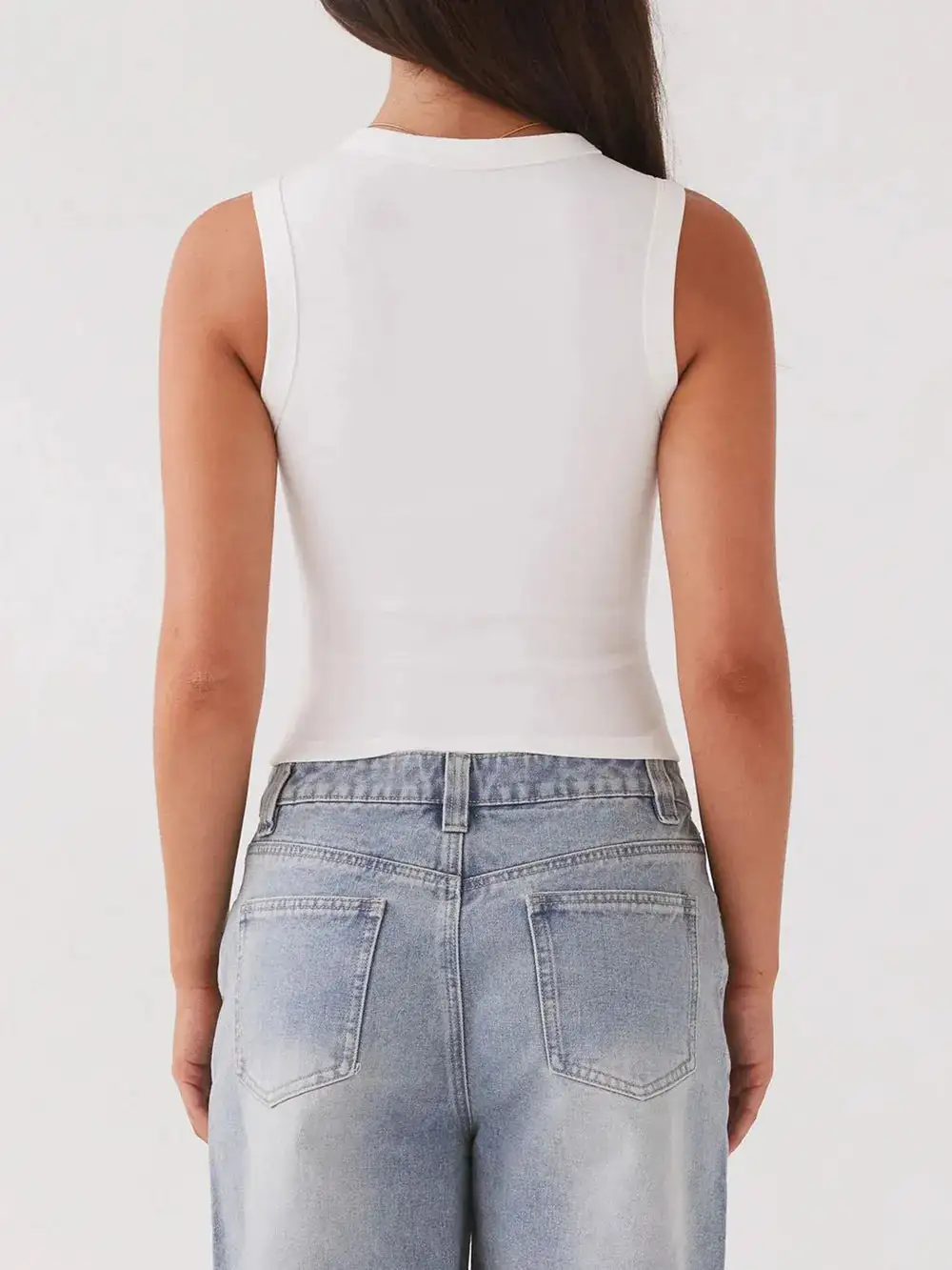 Button Up Round Neck Tank