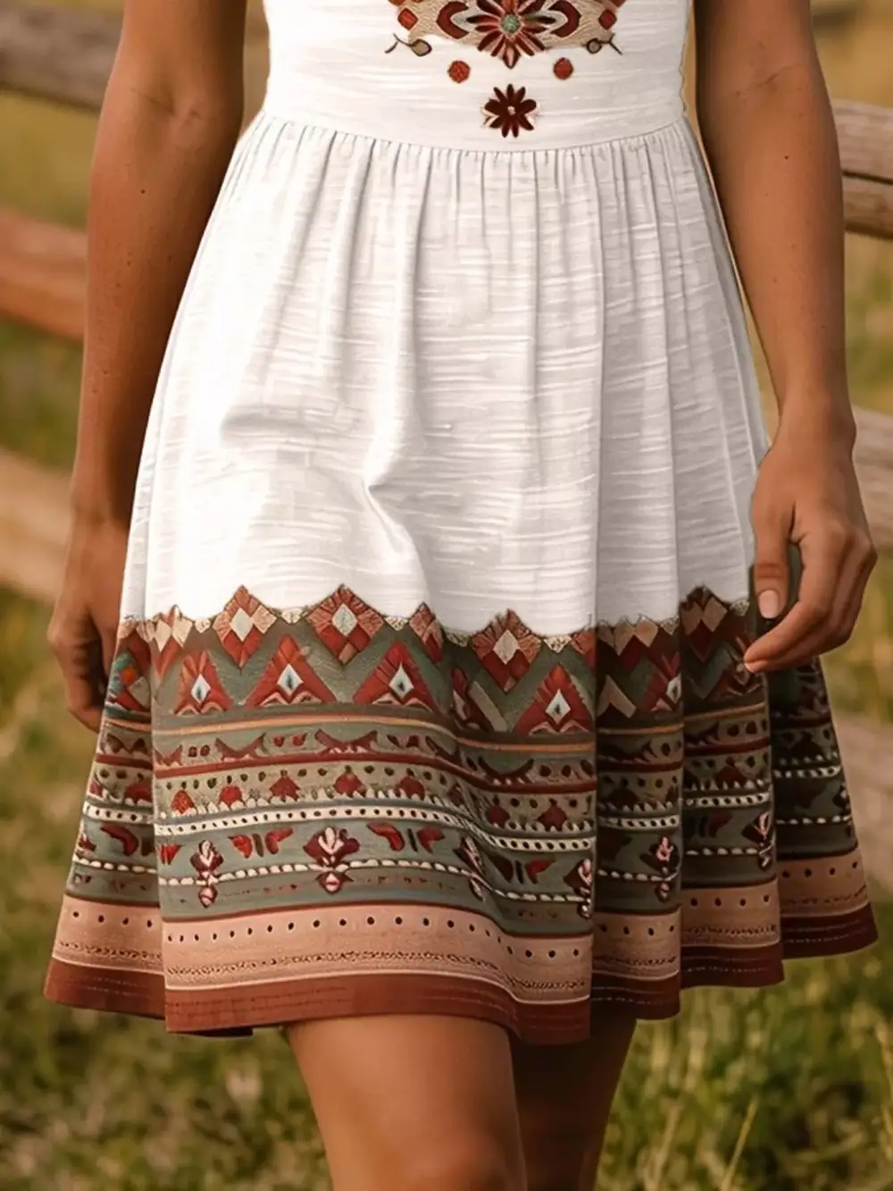 Tribal Print Sleeveless A-Line Dress