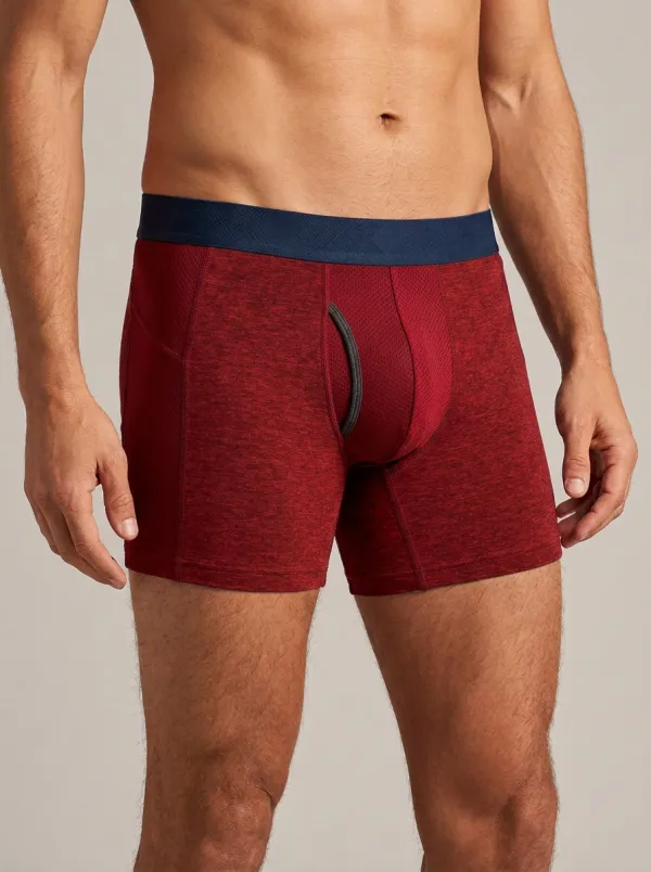 Men's Athletic Performance Colorblock Mesh Printed Boxer Briefs