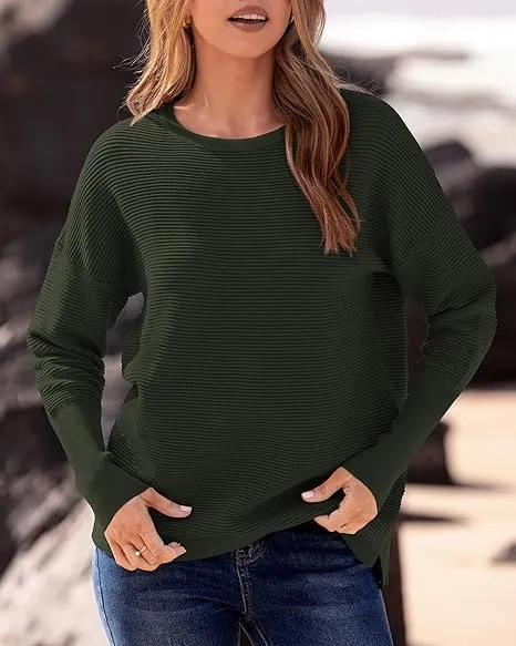 Women's Basic Long Sleeve Sweater | Solid Color Oversized Pullover