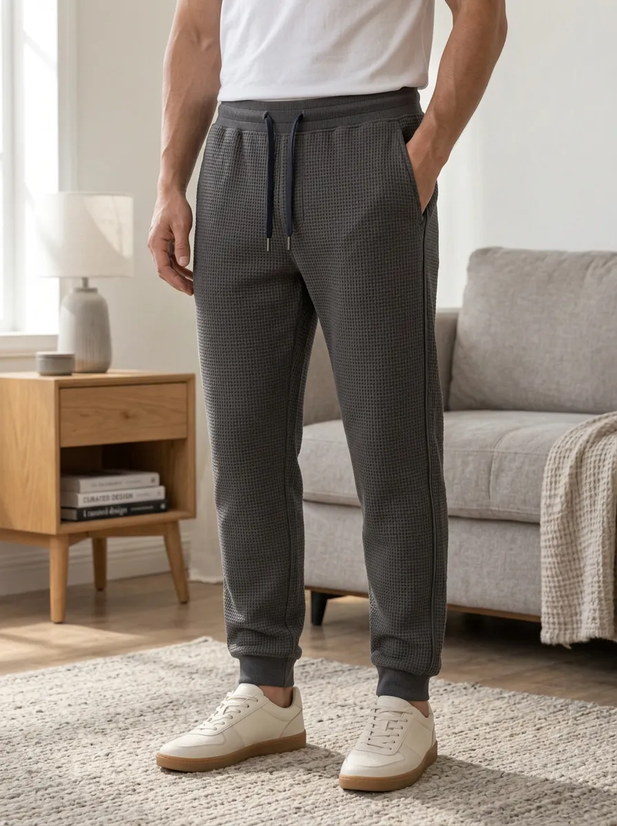 Men's Waffle Knit Jogger Pants Drawstring