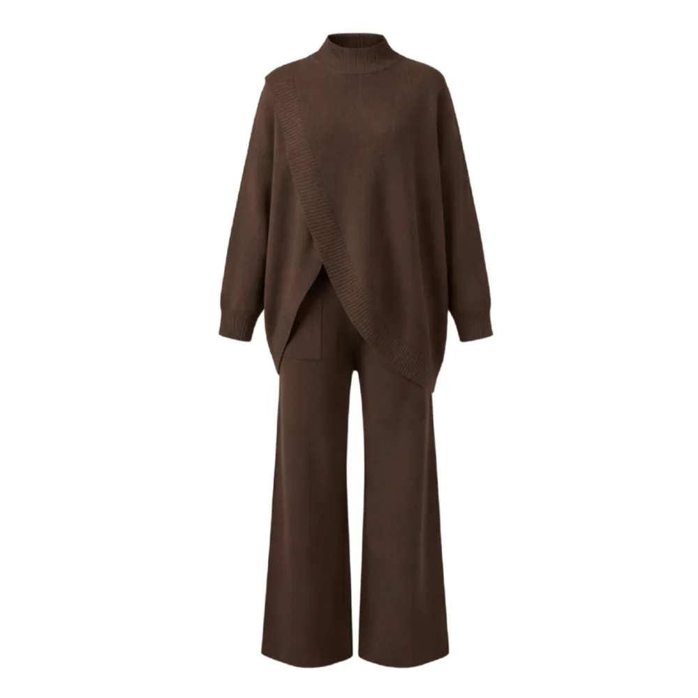 Asymmetric Knit Wide Leg Set