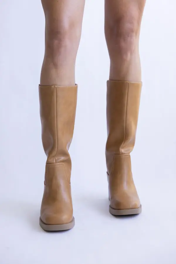 Faux Leather Classic Mid Calf Boots