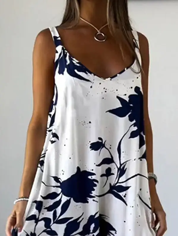 Floral Printed Neck Maxi Dress