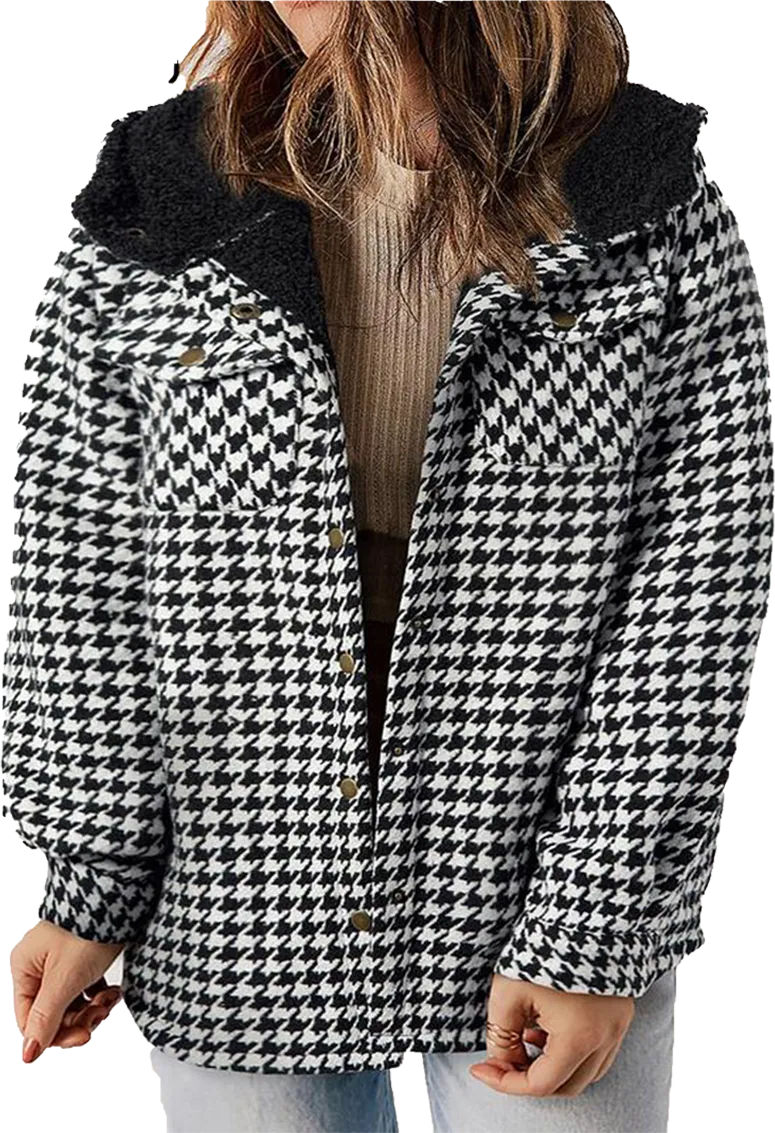 🧥 Plus Size Plaid Fuzzy Hooded Coat – Cozy, Confident & Made for Every Curve