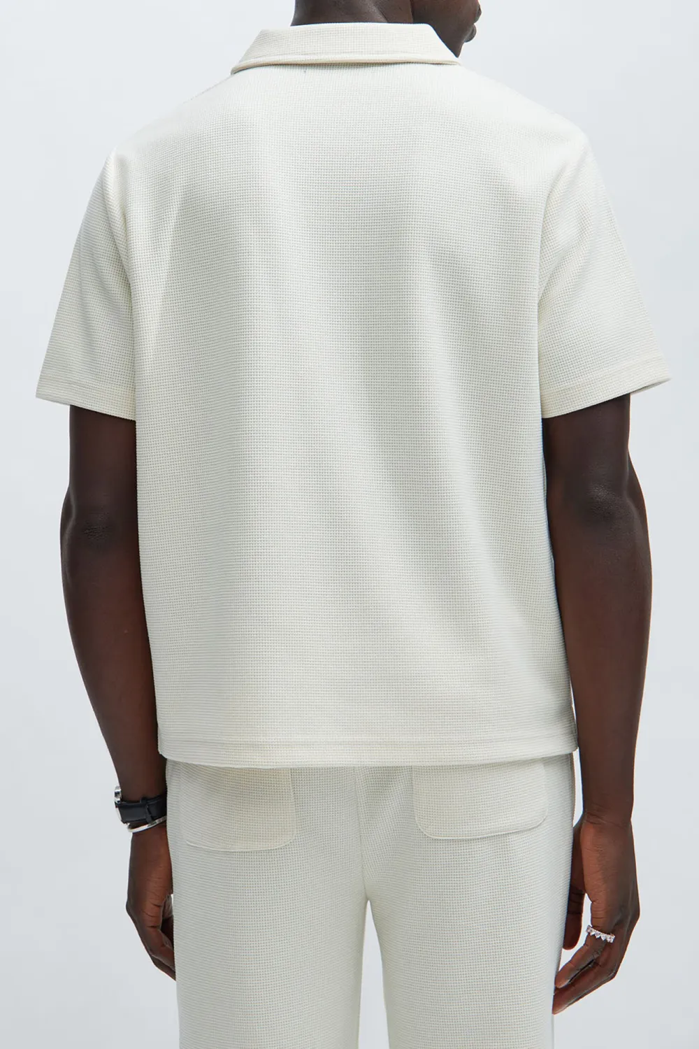 Casual Style Textured Polo Tops