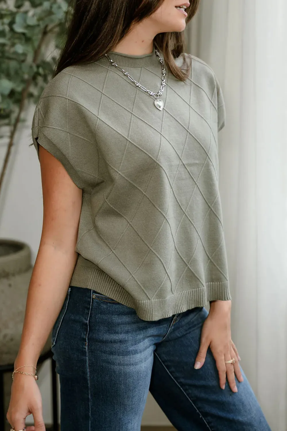 Argyle Pattern Round Neck Vest Tank